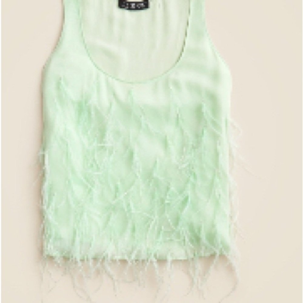 J. Crew Light Green Feathered Tank Top